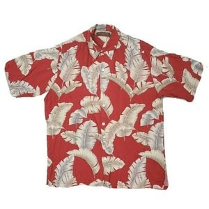 Tori Richard Honolulu Red Hawaiian Floral Mens Shirt Size Medium